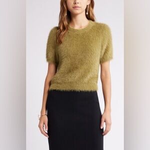 PHILOSOPHY | Olive Knit Eyelash Short Sleeve Sweater